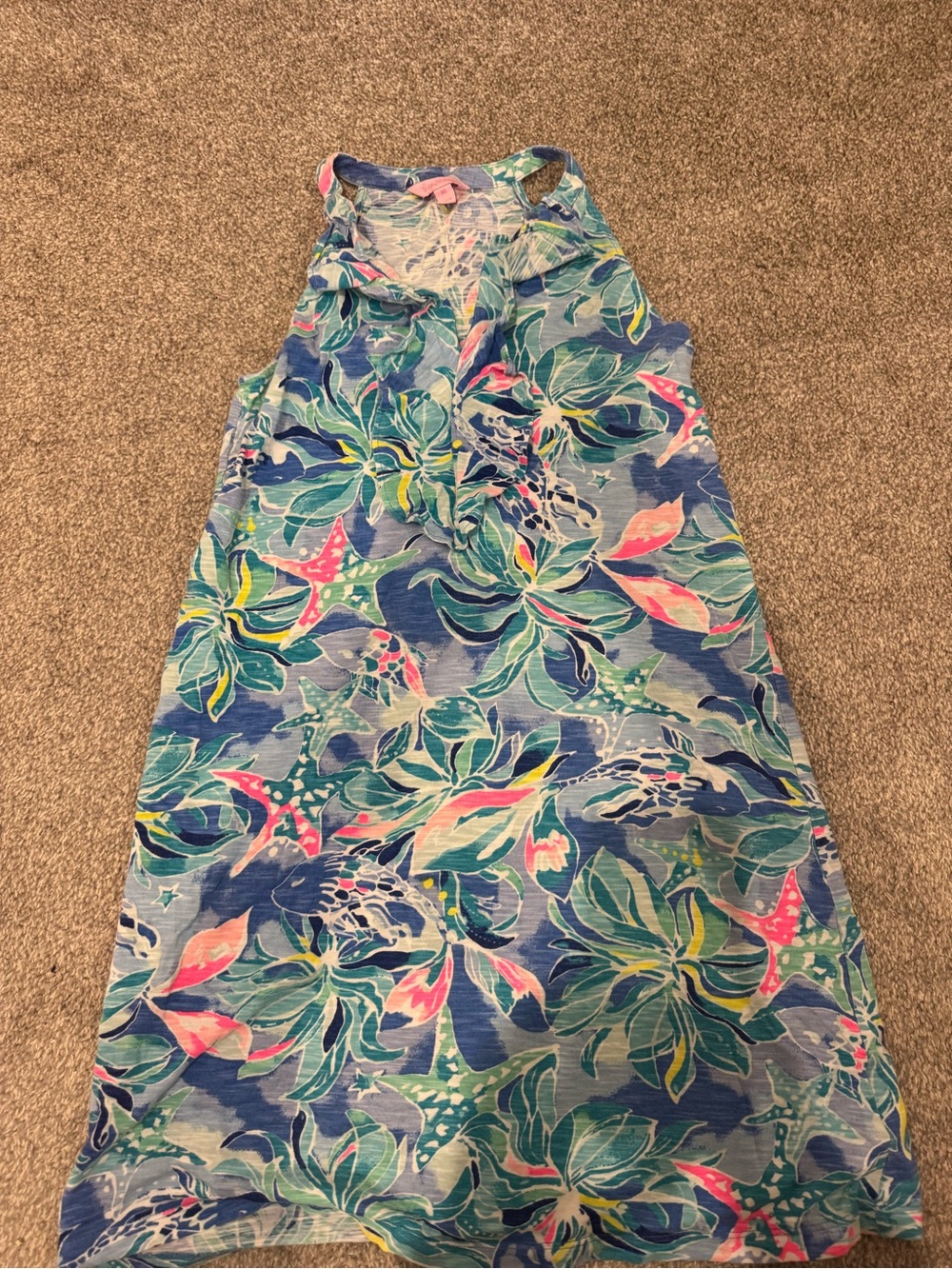 Lilly Pulitzer Blue Pink Green Floral Swim Coverup